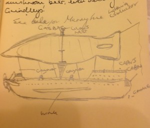 The Merry Sue, battered and worn, but with one of the most powerful engines there is. I know, I need to add the damn engines, and a chimney stack.