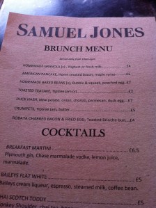 The brunch menu.